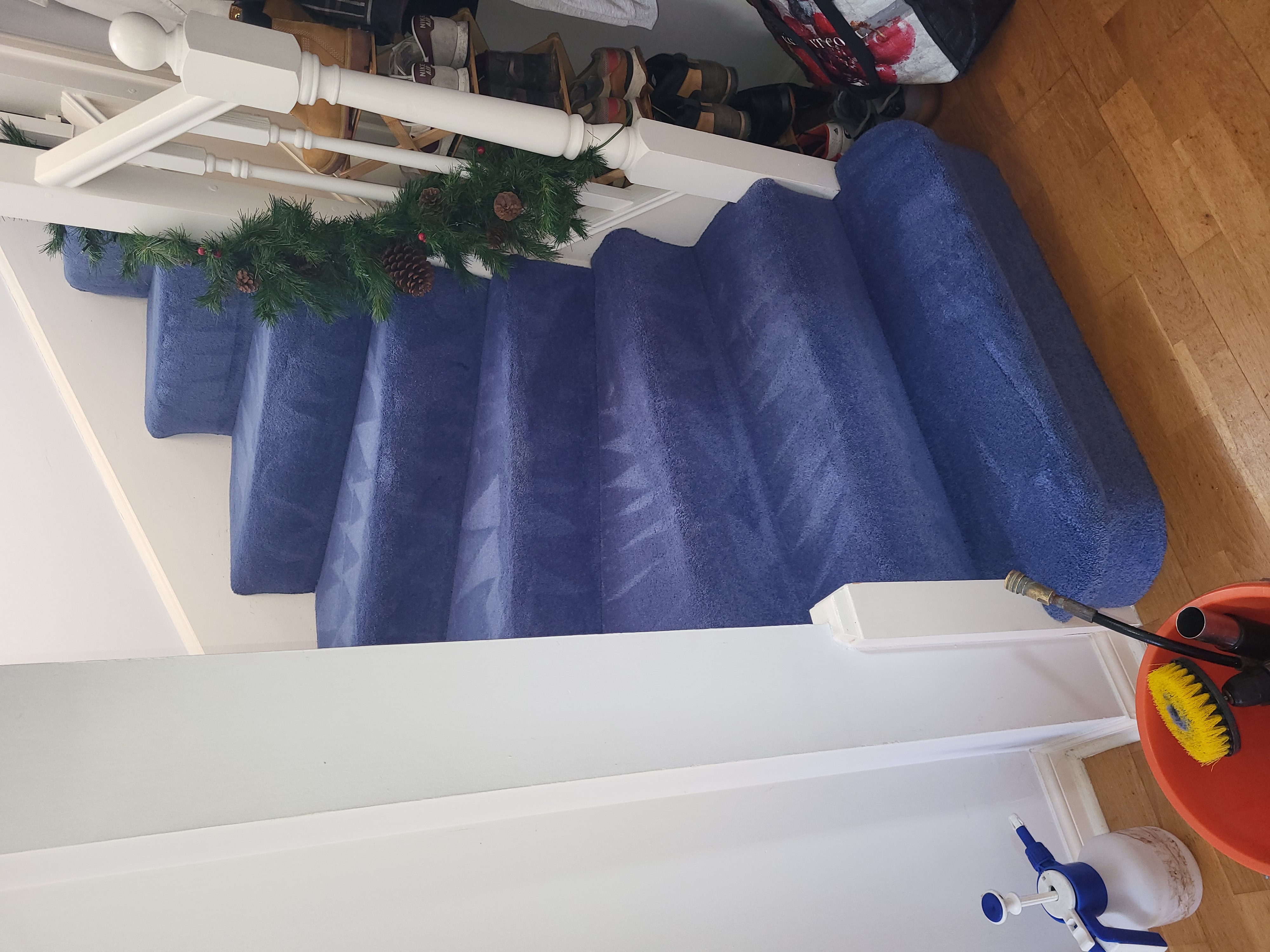 Deep clean of blue stair carpet